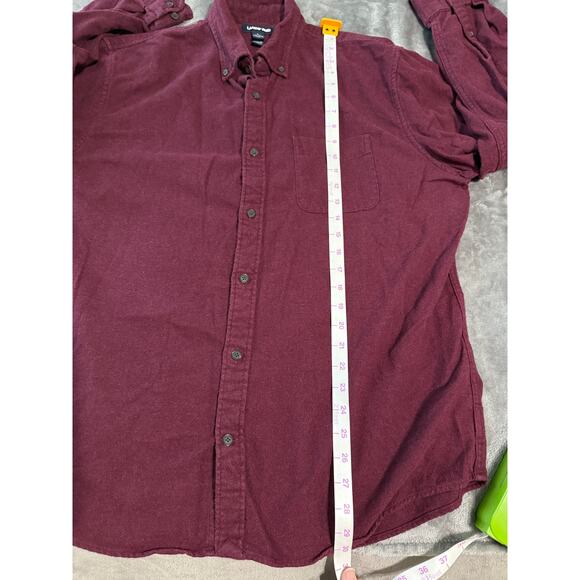 Lands' End Men Size Large‎ 16-16 1/2 Flannel Button Shirt Burgundy Long Sleeve - Picture 7 of 7